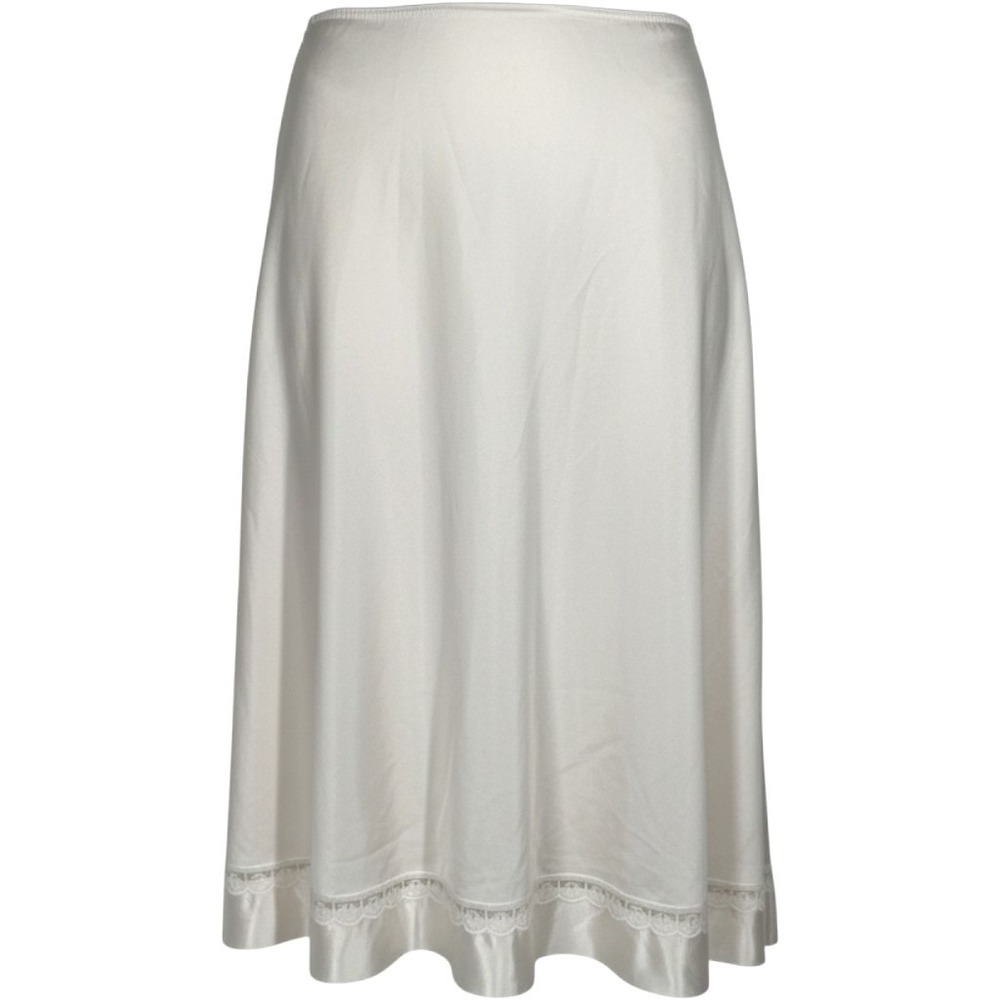 Vintage Cream Satin Slip Lace Trim Ruffle Hem Size M Tall Coquette Layering
